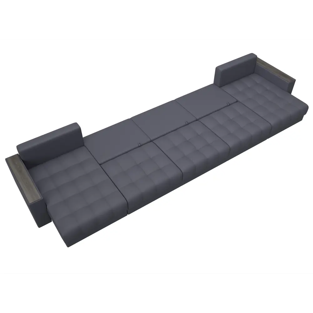 Фото 9 Диван П-образный с декором Лига-049 НПБ Мегалонг Лига диванов 128538 524x90x158 см экокожа цвет grifon 15 серый