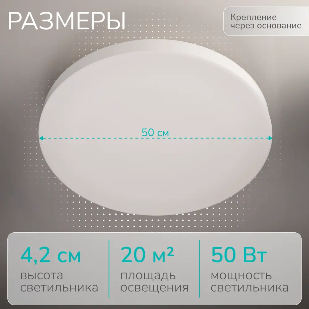 Фото 3 Светильник настенно-потолочный светодиодный Inlux In70250 20 м² регулируемый белый свет цвет белый Фото 3 Светильник настенно-потолочный светодиодный Inlux In70250 20 м² регулируемый белый свет цвет белый
