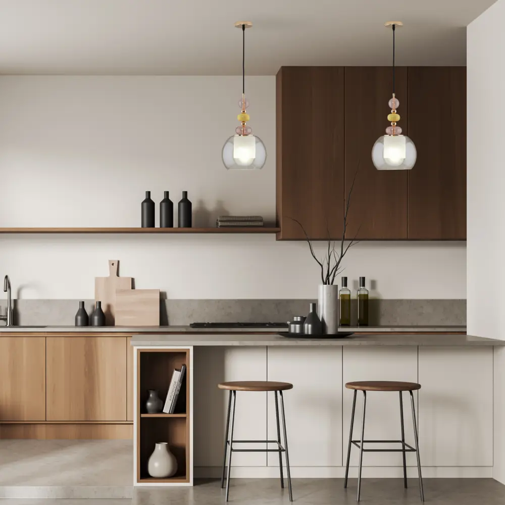 Фото 3 Светильник подвесной Moderli Tilston V11237-1p 1 лампа 10 м² цвет желтый/розовый/золотой Фото 3 Светильник подвесной Moderli Tilston V11237-1p 1 лампа 10 м² цвет желтый/розовый/золотой