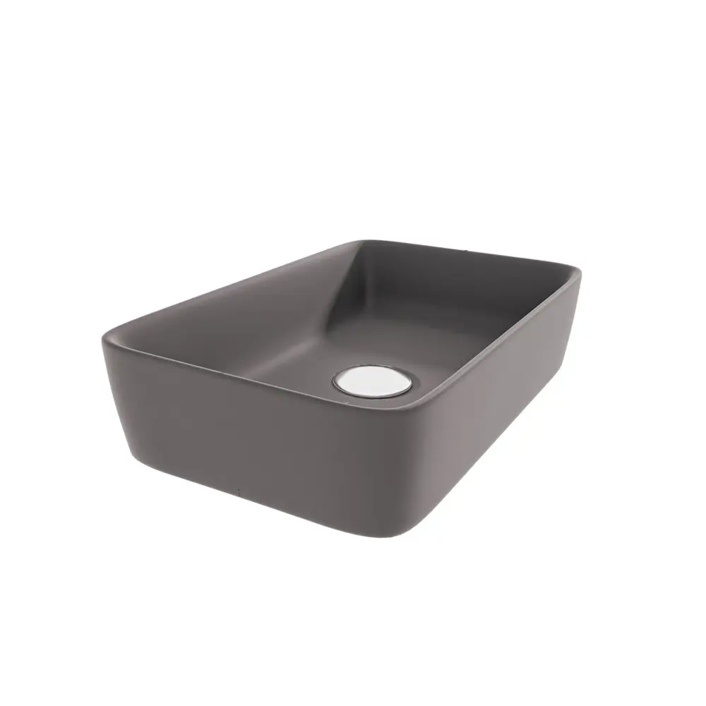 Фото 3 Раковина для ванной накладная Teymi Helmi 50 графит матовая в комплекте смеситель высокий черный матовый F12901