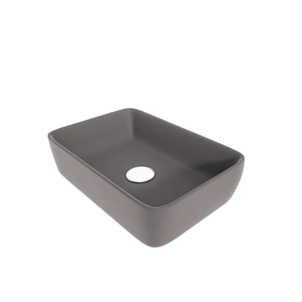 Фото 5 Раковина для ванной накладная Teymi Helmi 50 графит матовая в комплекте смеситель высокий черный матовый F12901