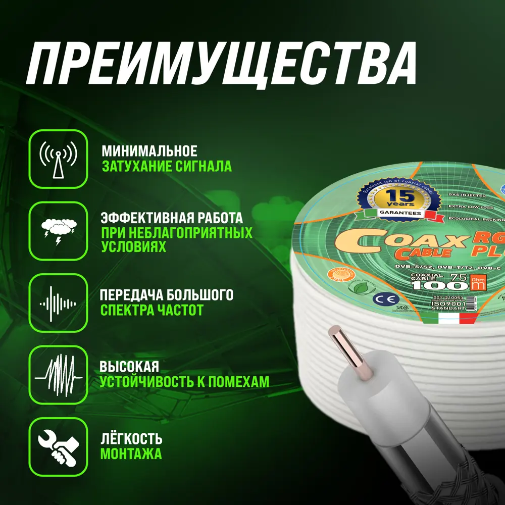Фото 2 Кабель Ripo RG 6 U COAX plus 50 м Фото 2 Кабель Ripo RG 6 U COAX plus 50 м