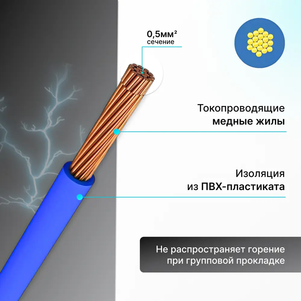 Фото 2 Провод Рэмкабель ПуГВ 1x0.5 50 м цвет синий ГОСТ Фото 2 Провод Рэмкабель ПуГВ 1x0.5 50 м цвет синий ГОСТ