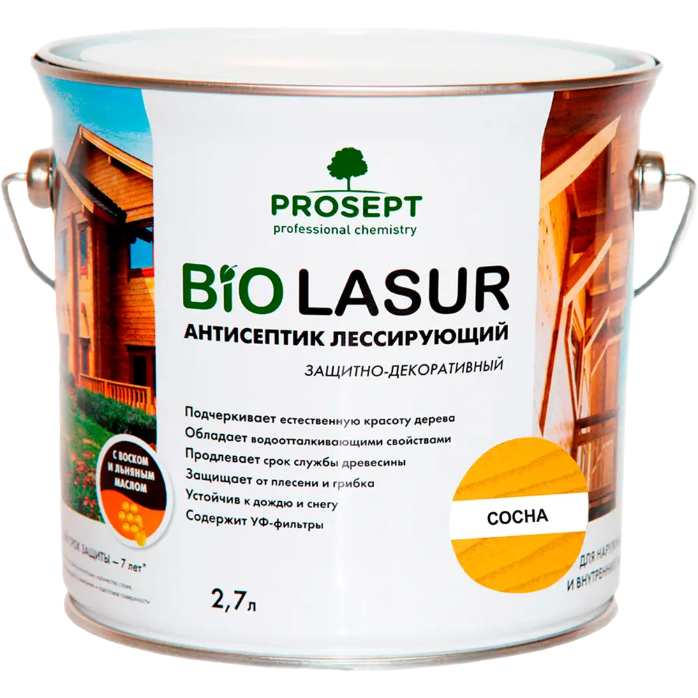 Фото Антисептик защитно-декоративный Prosept Biolasur сосна 2.7 л Фото Антисептик защитно-декоративный Prosept Biolasur сосна 2.7 л