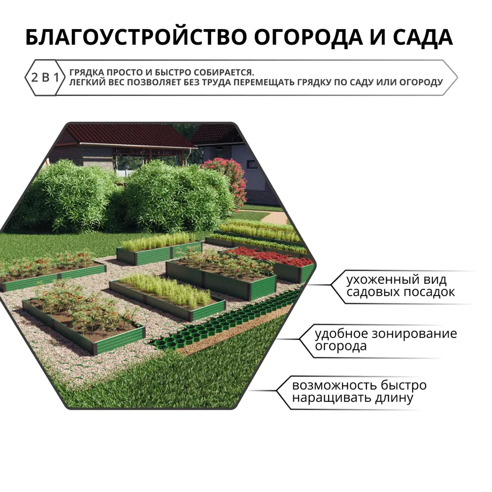 Фото 4 Грядка садовая Gidrolica Plant 207x74x16 см зеленый Фото 4 Грядка садовая Gidrolica Plant 207x74x16 см зеленый