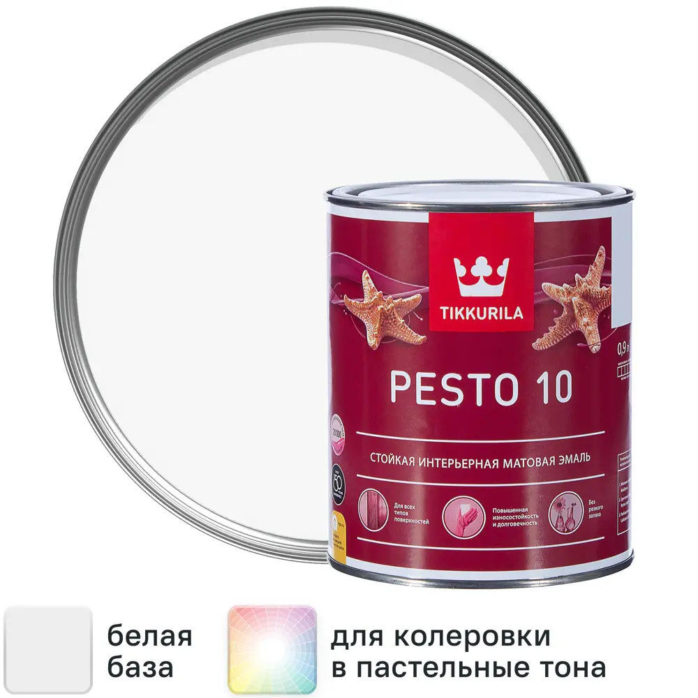 Фото Эмаль Tikkurila Pesto 10 матовая цвет белый 0.9 л Фото Эмаль Tikkurila Pesto 10 матовая цвет белый 0.9 л