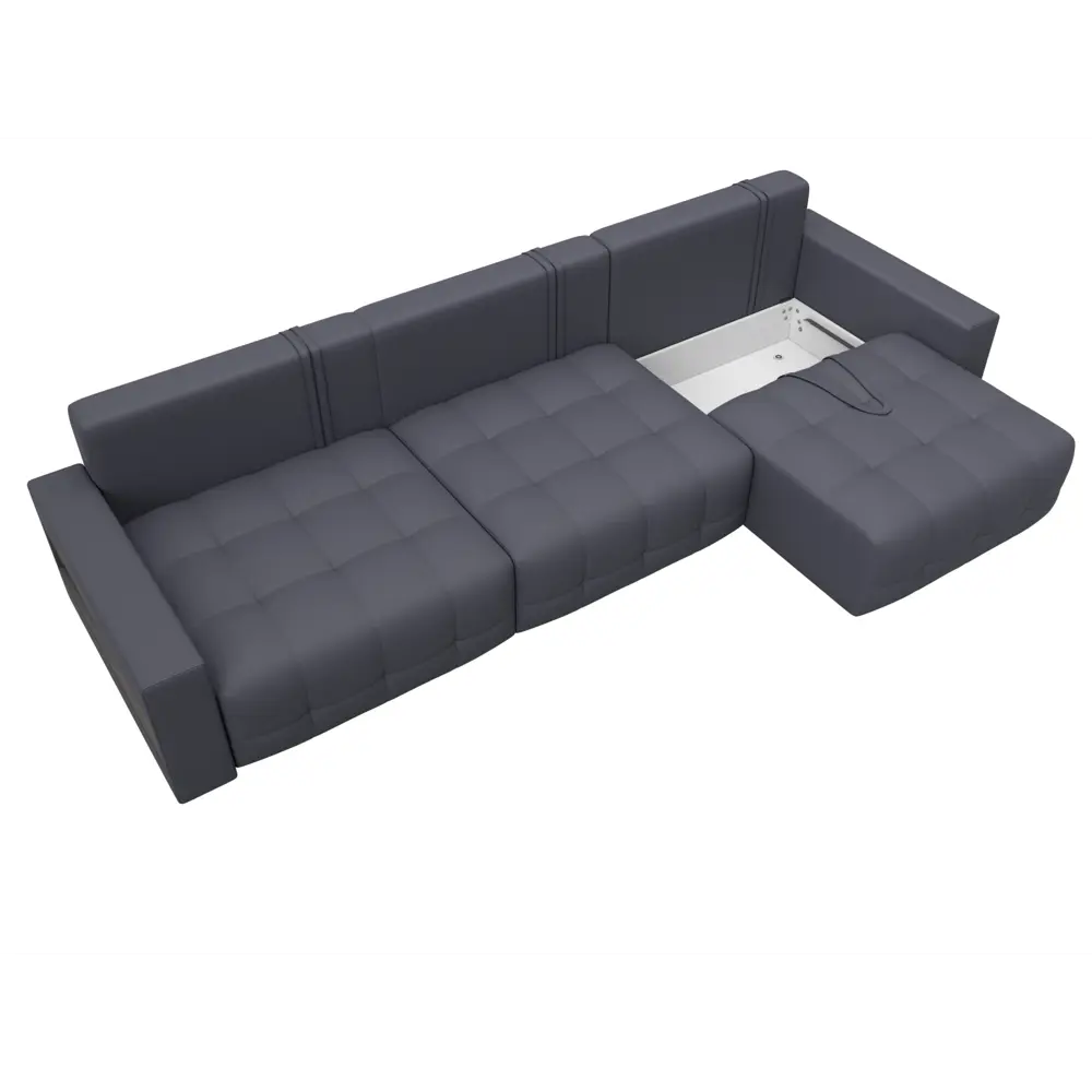 Фото 7 Диван прямой с полками Лига-053 НПБ Лонг Лига диванов 128921 331x90x105 см экокожа цвет grifon 15 серый