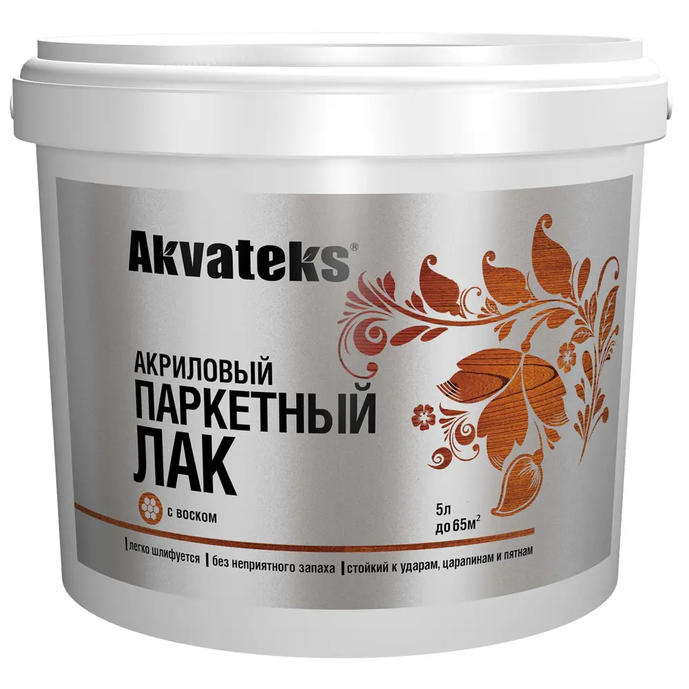 Фото 2 Лак паркетный Akvateks акриловый полуматовый бесцветный 5 л Фото 2 Лак паркетный Akvateks акриловый полуматовый бесцветный 5 л