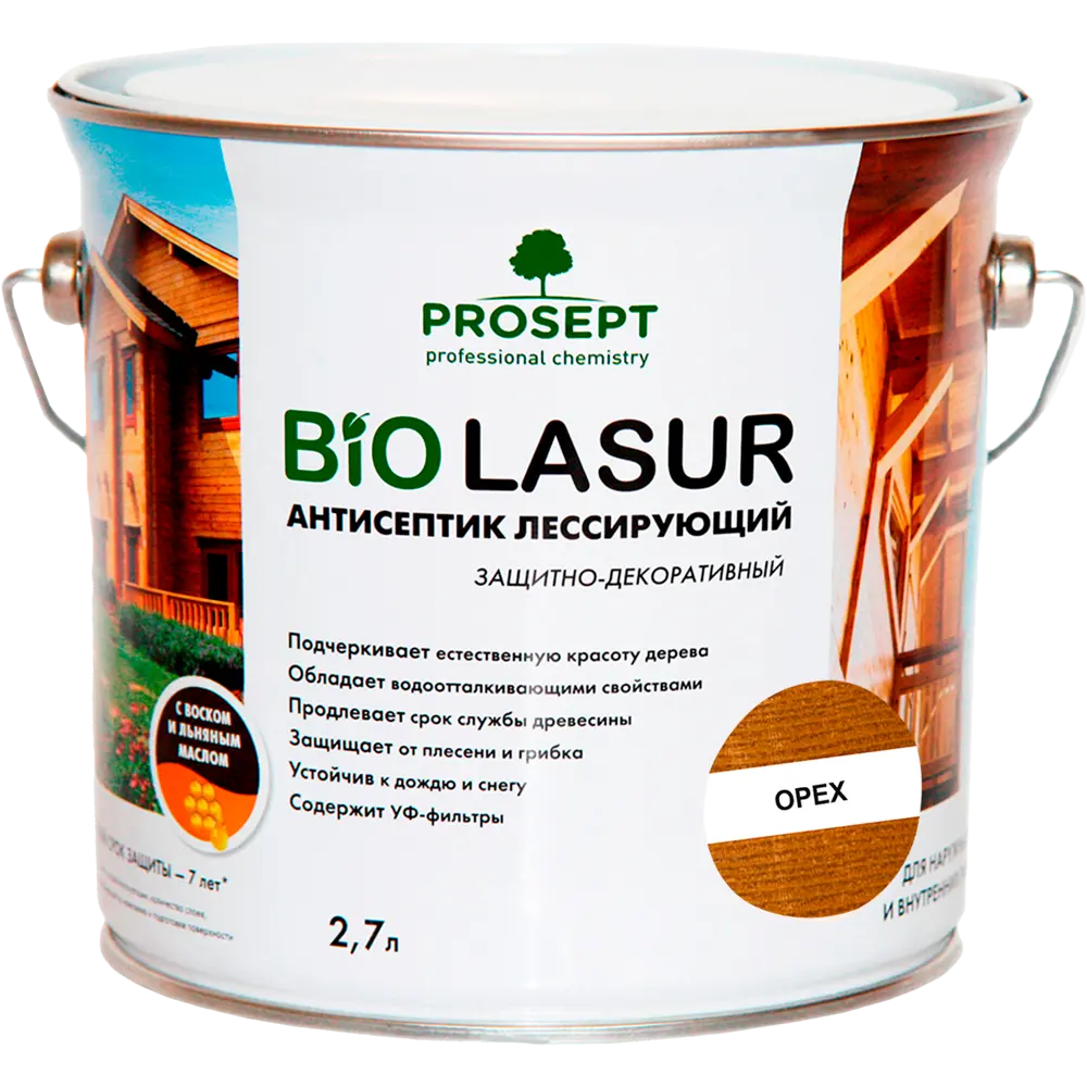 Фото Антисептик защитно-декоративный Prosept Biolasur орех 2.7 л Фото Антисептик защитно-декоративный Prosept Biolasur орех 2.7 л