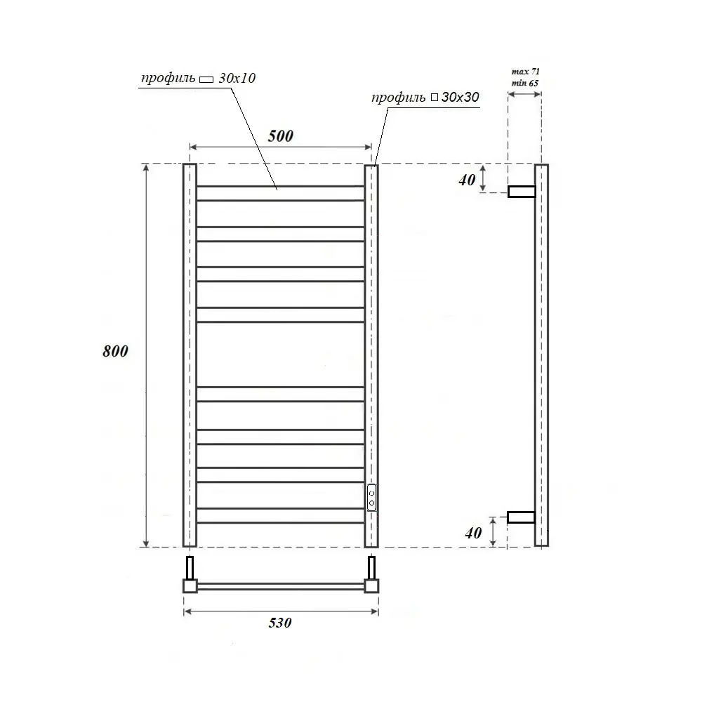 Фото 8 Полотенцесушитель электрический Baumark Galant BM18085H П8 500x800 мм 100 Вт с терморегулятором лесенка цвет белый Фото 8 Полотенцесушитель электрический Baumark Galant BM18085H П8 500x800 мм 100 Вт с терморегулятором лесенка цвет белый