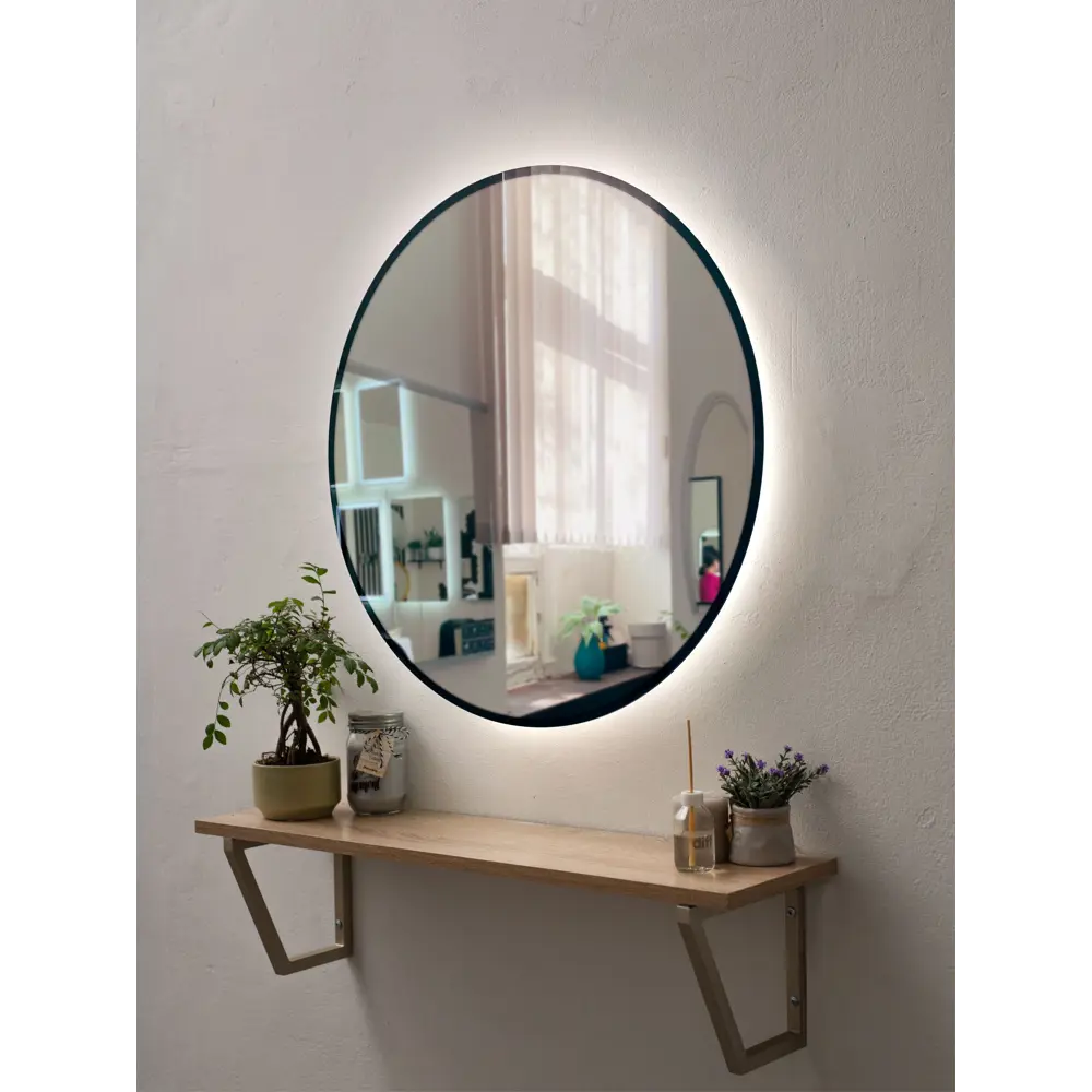 Фото 2 Зеркало для ванной Alfa mirrors Natali ram black 70 Na-7AVzd-ram черный с подсветкой 70x70см Фото 2 Зеркало для ванной Alfa mirrors Natali ram black 70 Na-7AVzd-ram черный с подсветкой 70x70см