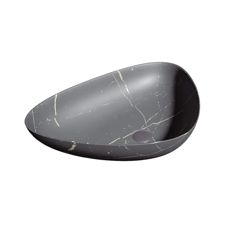 Фото 5 Раковина для ванной накладная Teymi Ellie 60 графит мрамор в комплекте смеситель высокий черный матовый F13006