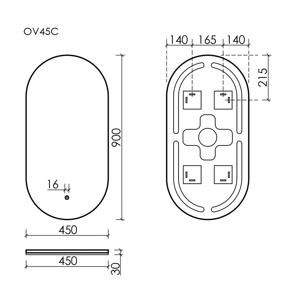 Фото 2 Зеркало для ванной Sancos Oval OV45C с подсветкой 45x90см Фото 2 Зеркало для ванной Sancos Oval OV45C с подсветкой 45x90см