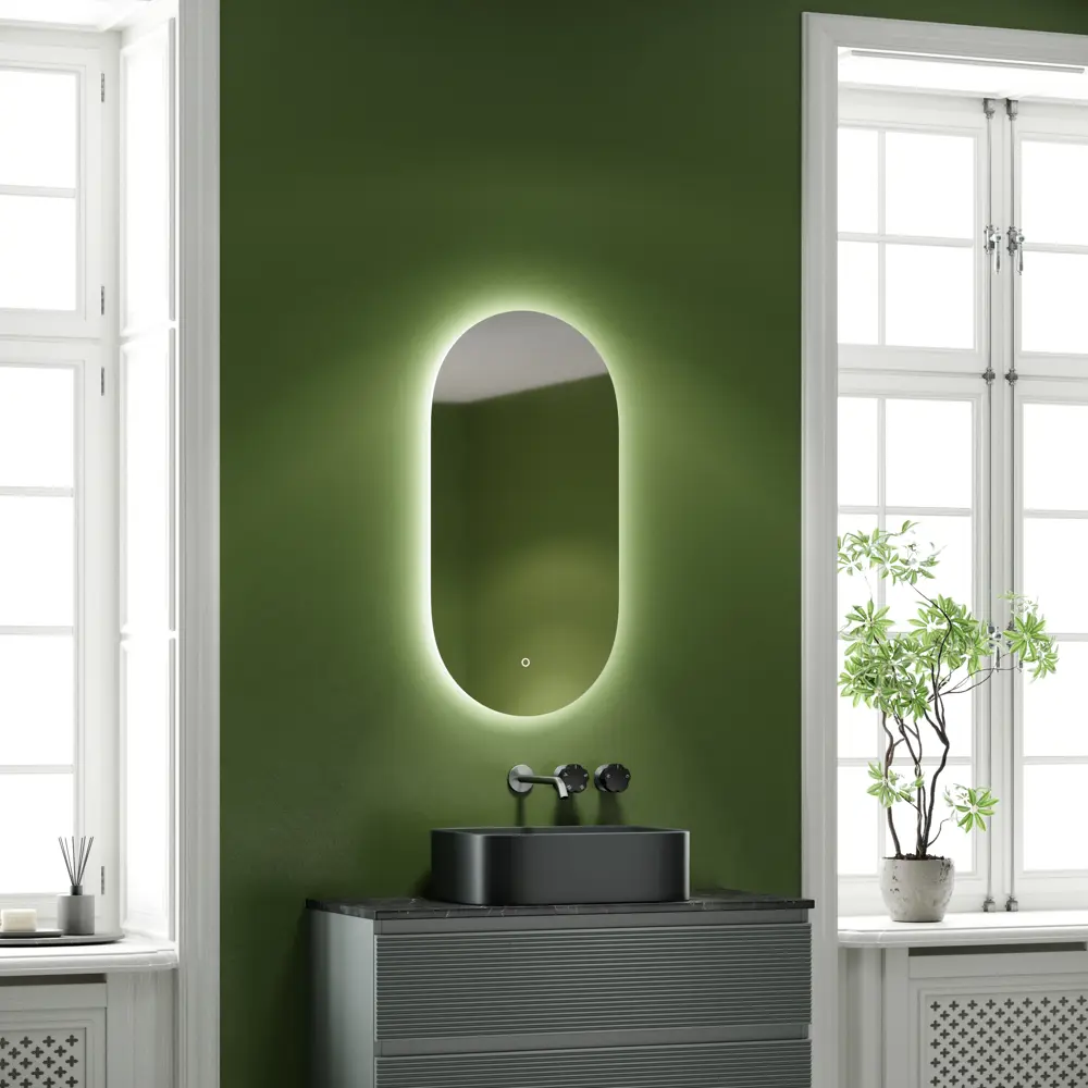 Фото 4 Зеркало для ванной Sancos Oval OV45C с подсветкой 45x90см Фото 4 Зеркало для ванной Sancos Oval OV45C с подсветкой 45x90см