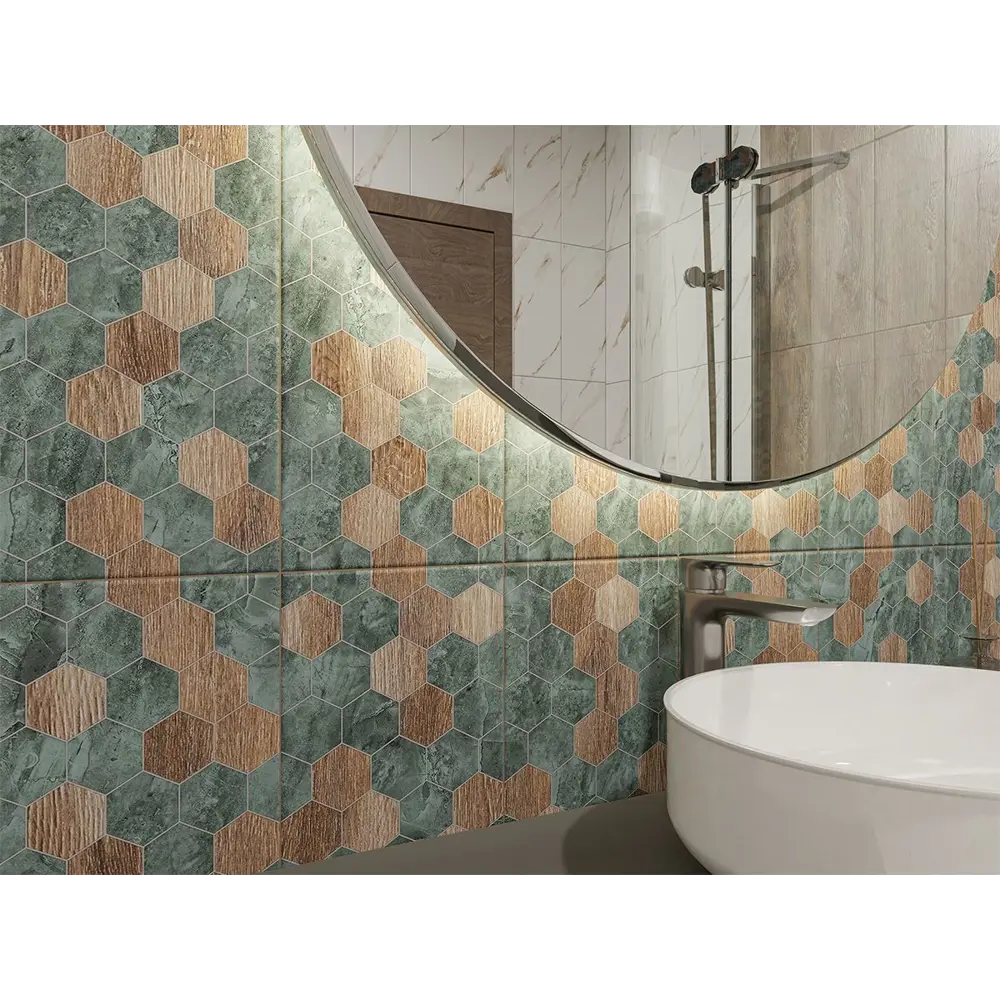 Фото 8 Керамическая плитка Azori CalacattaIvori Forma 50.5x20.1 см цвет зеленый Фото 8 Керамическая плитка Azori CalacattaIvori Forma 50.5x20.1 см цвет зеленый