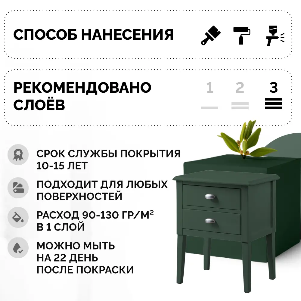 Фото 7 Краска для мебели и декора Aturi Design Mia без запаха меловая матовая цвет сумеречная травинка серовтао зеленый 400 гр Фото 7 Краска для мебели и декора Aturi Design Mia без запаха меловая матовая цвет сумеречная травинка серовтао зеленый 400 гр