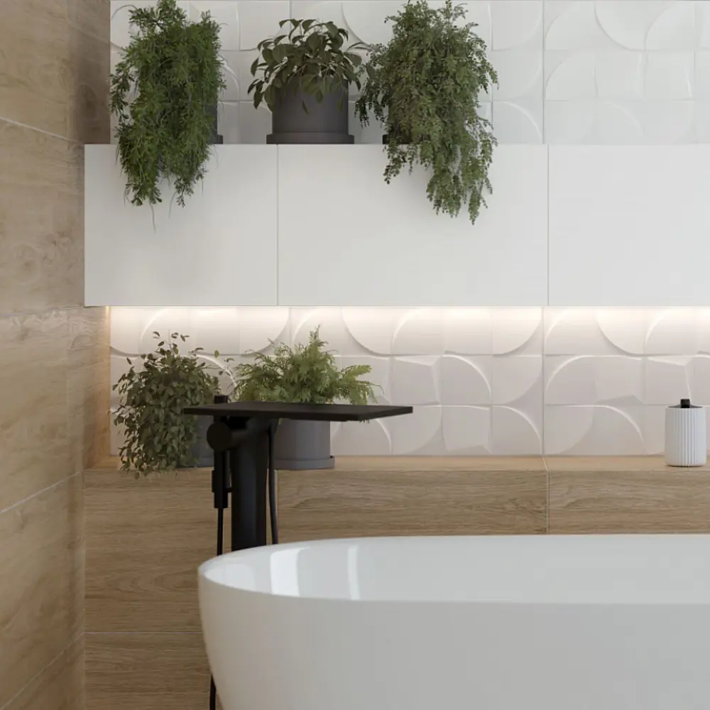Фото 4 Керамическая плитка Gracia ceramica 30x50_gloss 10100001403 30x50см 1.2 м² цвет белый с 3д эффектом, цена за упаковку Фото 4 Керамическая плитка Gracia ceramica 30x50_gloss 10100001403 30x50см 1.2 м² цвет белый с 3д эффектом, цена за упаковку