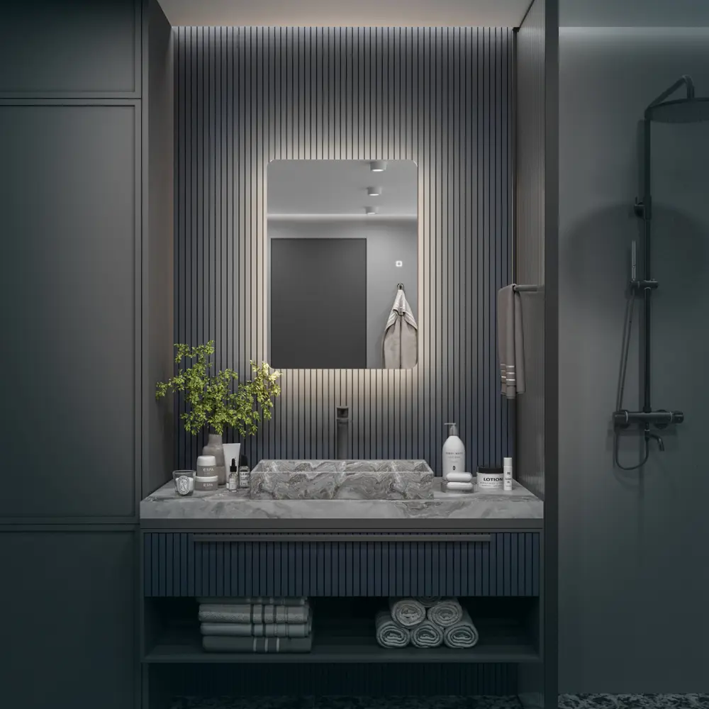 Фото 9 Шкаф с зеркалом Alias Эос 80x40 с нейтральной LED-подсветкой универсальный Фото 9 Шкаф с зеркалом Alias Эос 80x40 с нейтральной LED-подсветкой универсальный