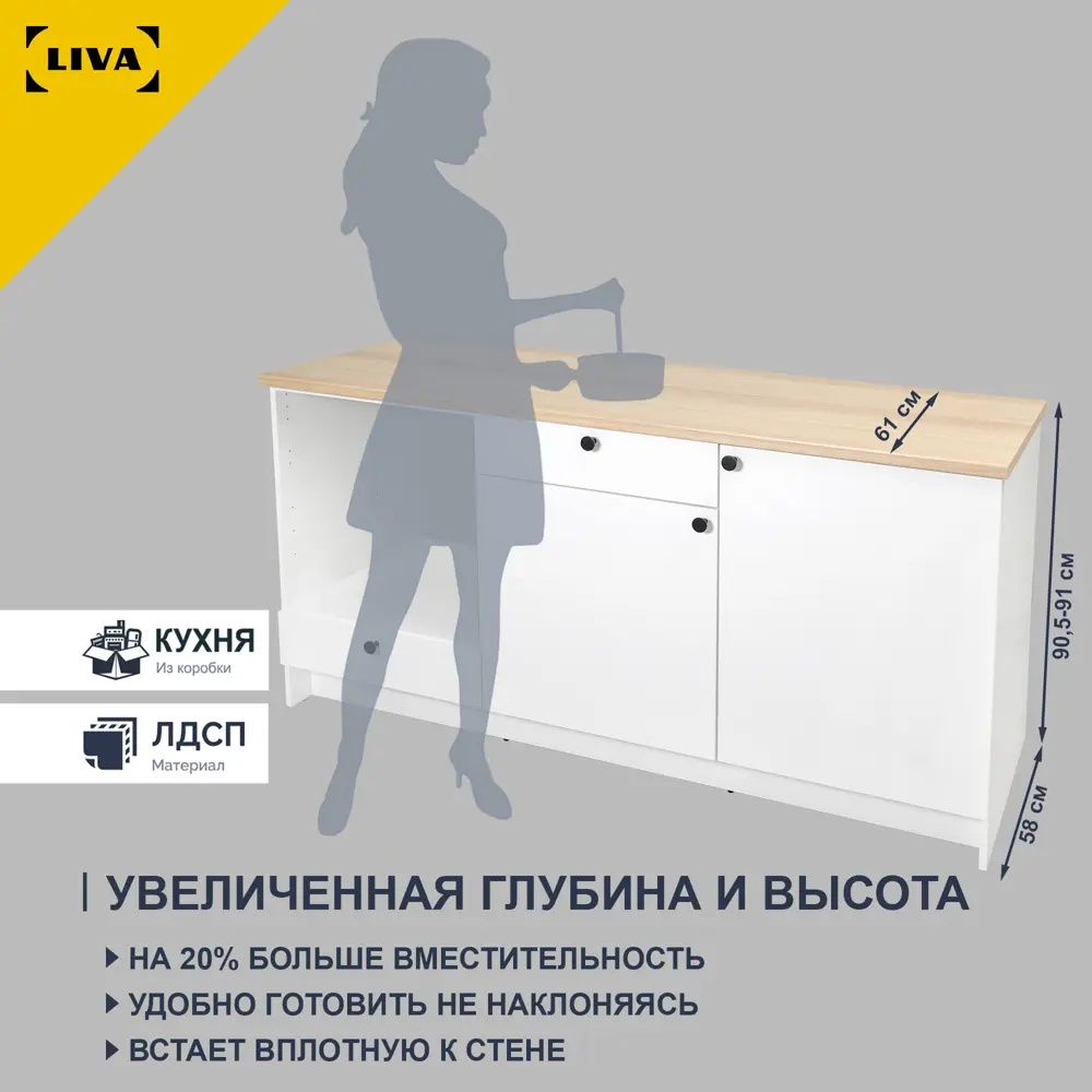 Фото 3 Кухонный шкаф для духовки Solna Liva 180 x 91 x 61 см ЛДСП цвет белый Фото 3 Кухонный шкаф для духовки Solna Liva 180 x 91 x 61 см ЛДСП цвет белый