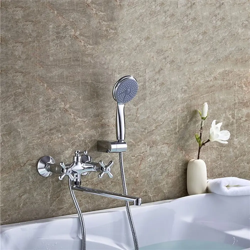 Фото 5 Смеситель для ванны Ledeme 24509 двухвентильный с душевой лейкой цвет хром Фото 5 Смеситель для ванны Ledeme 24509 двухвентильный с душевой лейкой цвет хром