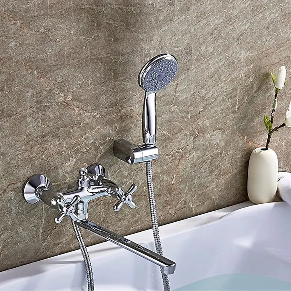 Фото 4 Смеситель для ванны Ledeme 24509 двухвентильный с душевой лейкой цвет хром Фото 4 Смеситель для ванны Ledeme 24509 двухвентильный с душевой лейкой цвет хром