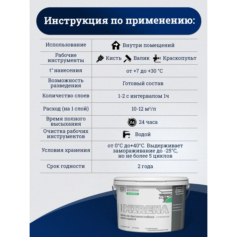 Фото 7 Краска для стен и потолков моющаяся Goodhim Expert Mirena матовая цвет розовая армерия D2 RAL 350 70 20 9 л Фото 7 Краска для стен и потолков моющаяся Goodhim Expert Mirena матовая цвет розовая армерия D2 RAL 350 70 20 9 л