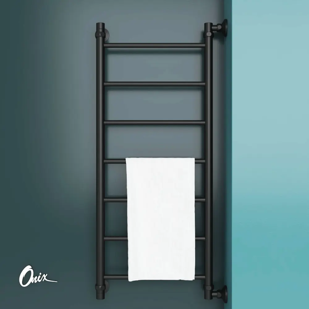 Фото 2 Полотенцесушитель водяной лесенка Onix Classic right 40x100 см 1/2" нержавеющая сталь цвет черный матовый Фото 2 Полотенцесушитель водяной лесенка Onix Classic right 40x100 см 1/2" нержавеющая сталь цвет черный матовый