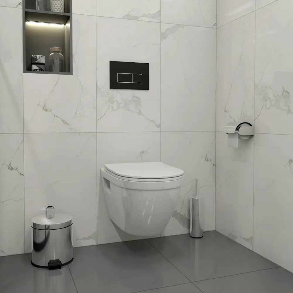 Фото 4 Инсталляция с унитазом комплект 5 в 1 Teymi F13484 унитаз подвесной безободковый Vitra кнопка черная/хром