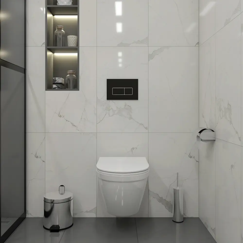 Фото 3 Инсталляция с унитазом комплект 5 в 1 Teymi F13484 унитаз подвесной безободковый Vitra кнопка черная/хром