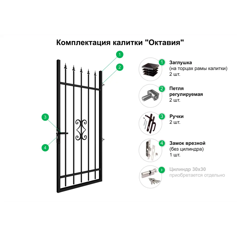 Фото 5 Калитка Металлпроект Октавия правая 0.9x1.9м с фурнитурой Фото 5 Калитка Металлпроект Октавия правая 0.9x1.9м с фурнитурой