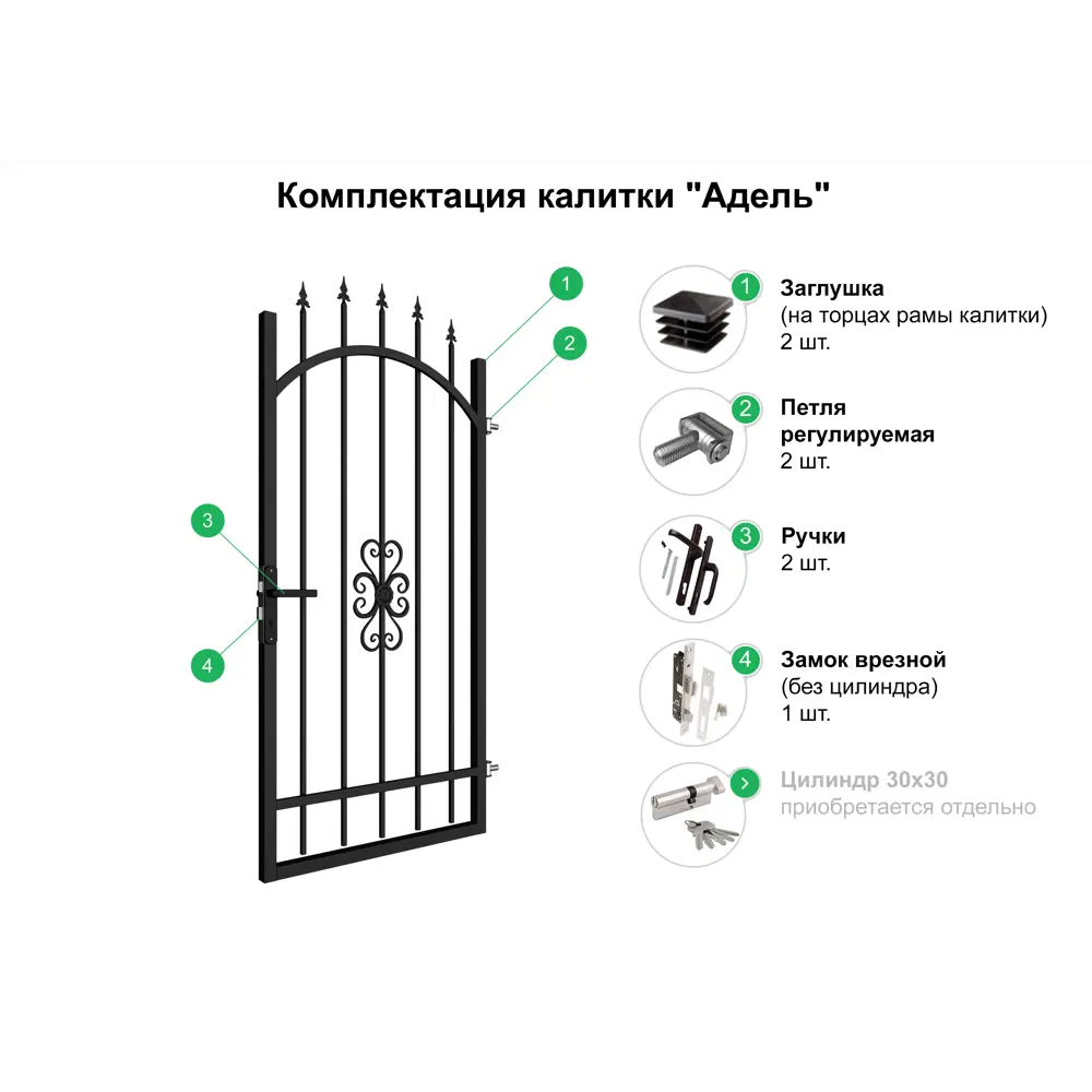 Фото 5 Калитка Металлпроект Адель правая 0.9x1.9м с фурнитурой Фото 5 Калитка Металлпроект Адель правая 0.9x1.9м с фурнитурой