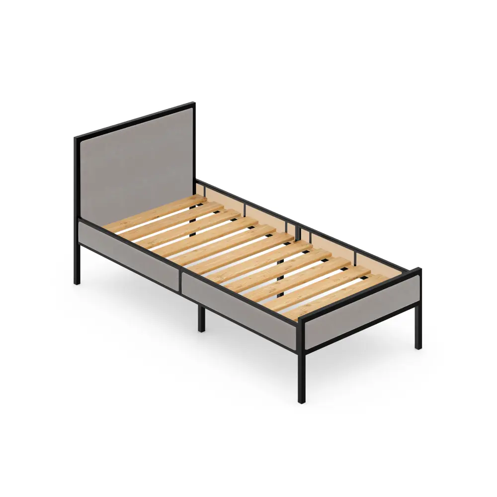 Фото 2 Кровать Solarius kr100loft-obiv-rs15-black Кровать Лофт реечное 105 x 90 x 206 см дсп цвет светло-серый/черный Фото 2 Кровать Solarius kr100loft-obiv-rs15-black Кровать Лофт реечное 105 x 90 x 206 см дсп цвет светло-серый/черный