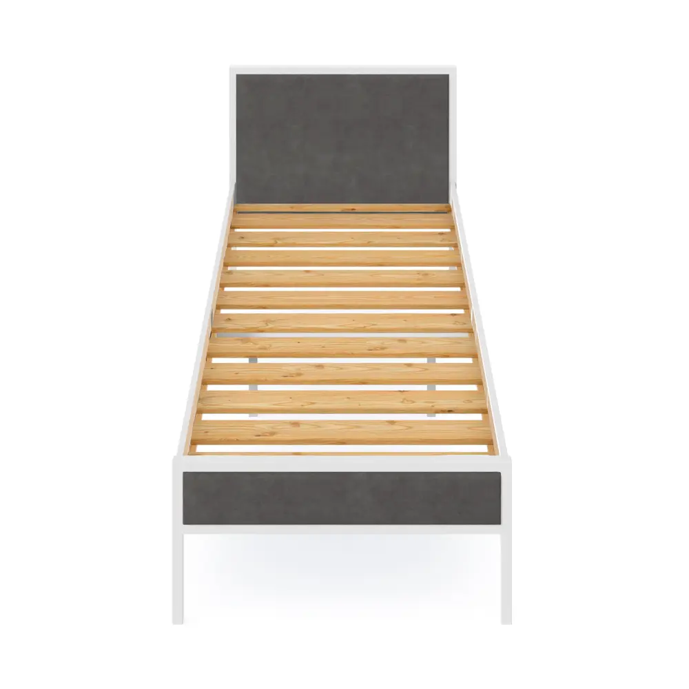 Фото 2 Кровать Solarius kr100loft-obiv-rs17-white Кровать Лофт реечное 105 x 90 x 206 см дсп цвет темно-серый/белый Фото 2 Кровать Solarius kr100loft-obiv-rs17-white Кровать Лофт реечное 105 x 90 x 206 см дсп цвет темно-серый/белый