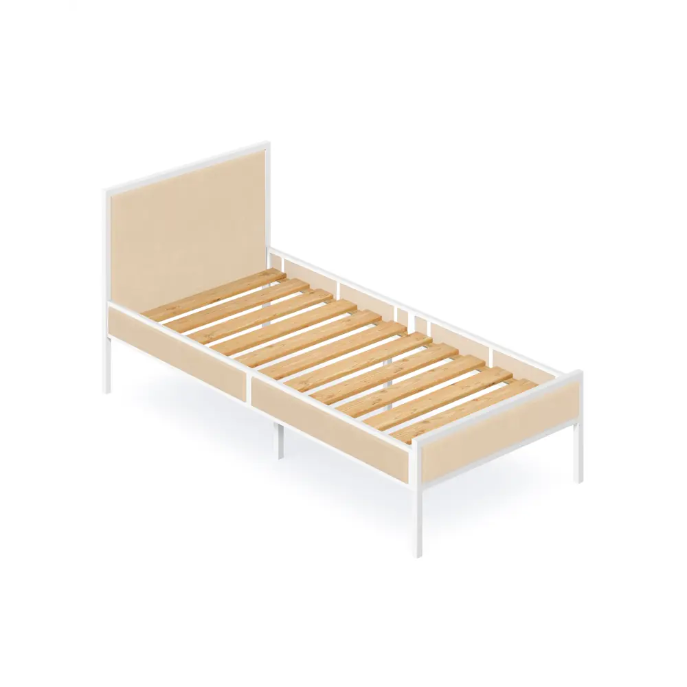 Фото 2 Кровать Solarius kr100loft-obiv-rs3-white Кровать Лофт реечное 105 x 90 x 206 см дсп цвет бежевый/белый Фото 2 Кровать Solarius kr100loft-obiv-rs3-white Кровать Лофт реечное 105 x 90 x 206 см дсп цвет бежевый/белый