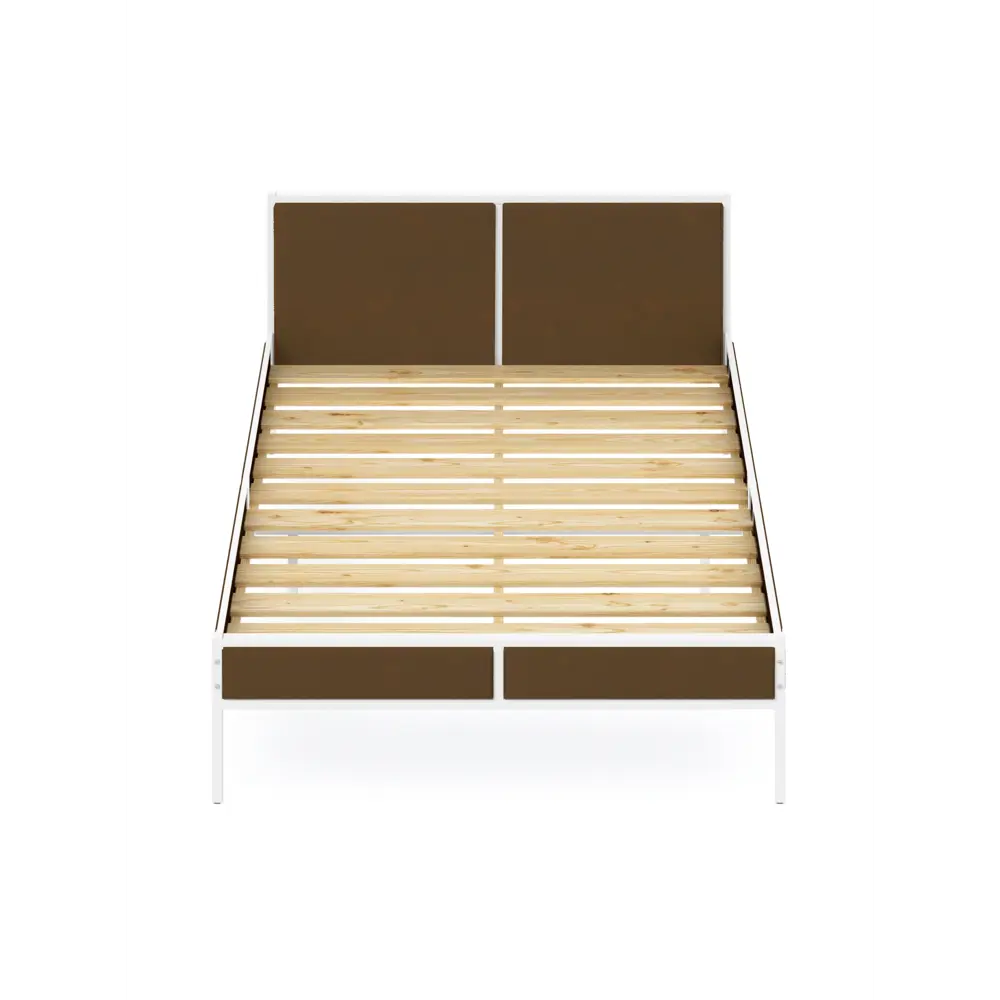 Фото 3 Кровать Solarius kr120loft-obiv-rs9-white Кровать Лофт реечное 125 x 90 x 206 см дсп цвет коричневый/белый