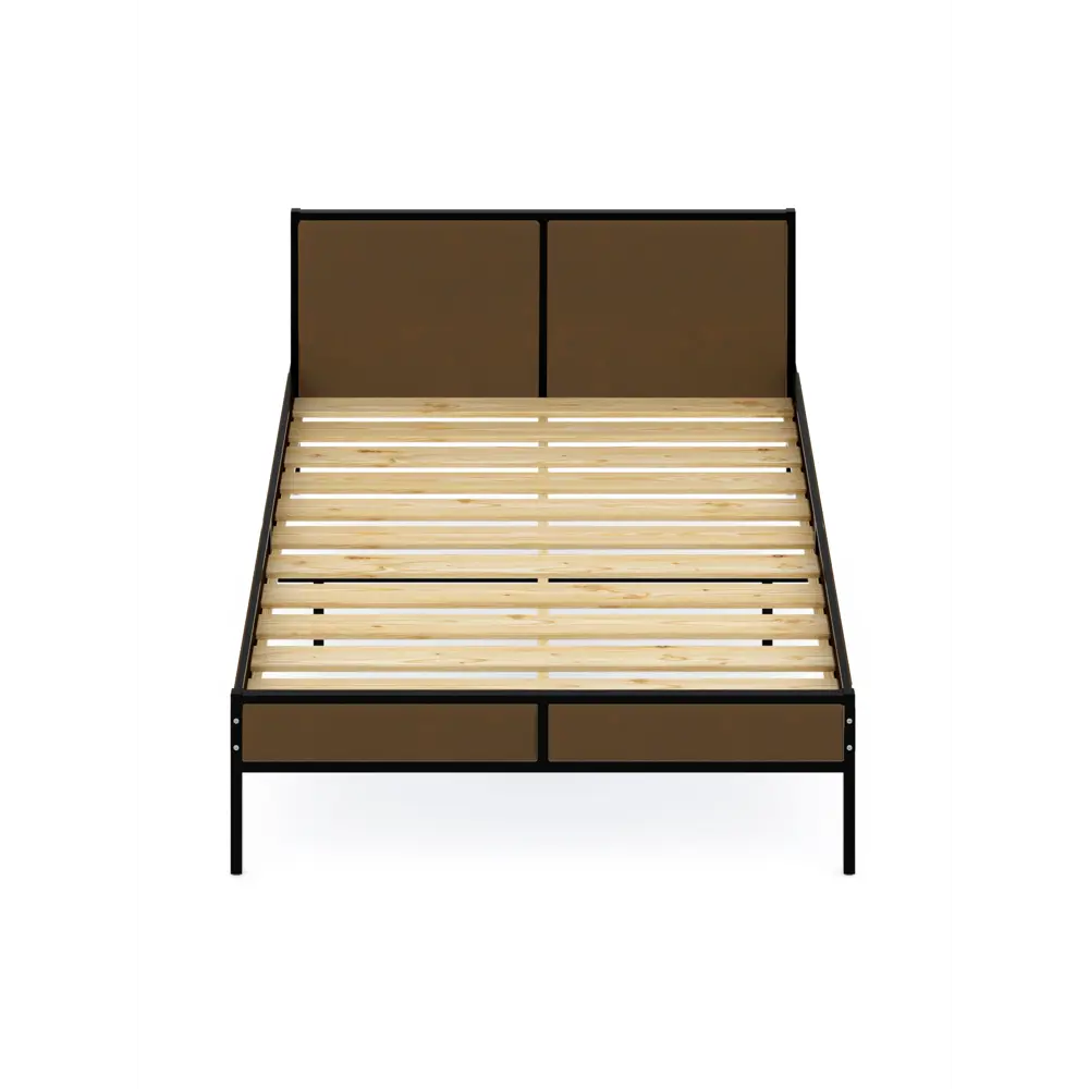 Фото 3 Кровать Solarius kr120loft-obiv-rs9-black Кровать Лофт реечное 125 x 90 x 206 см дсп цвет коричневый/черный