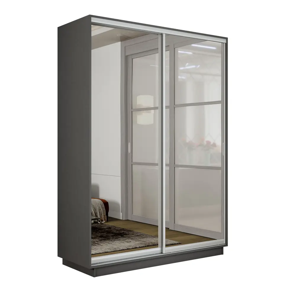 Фото 3 Шкаф-купе Мебельная компания е1 7254 220x140x45 см ЛДСП 7 полок цвет серый диамант Фото 3 Шкаф-купе Мебельная компания е1 7254 220x140x45 см ЛДСП 7 полок цвет серый диамант