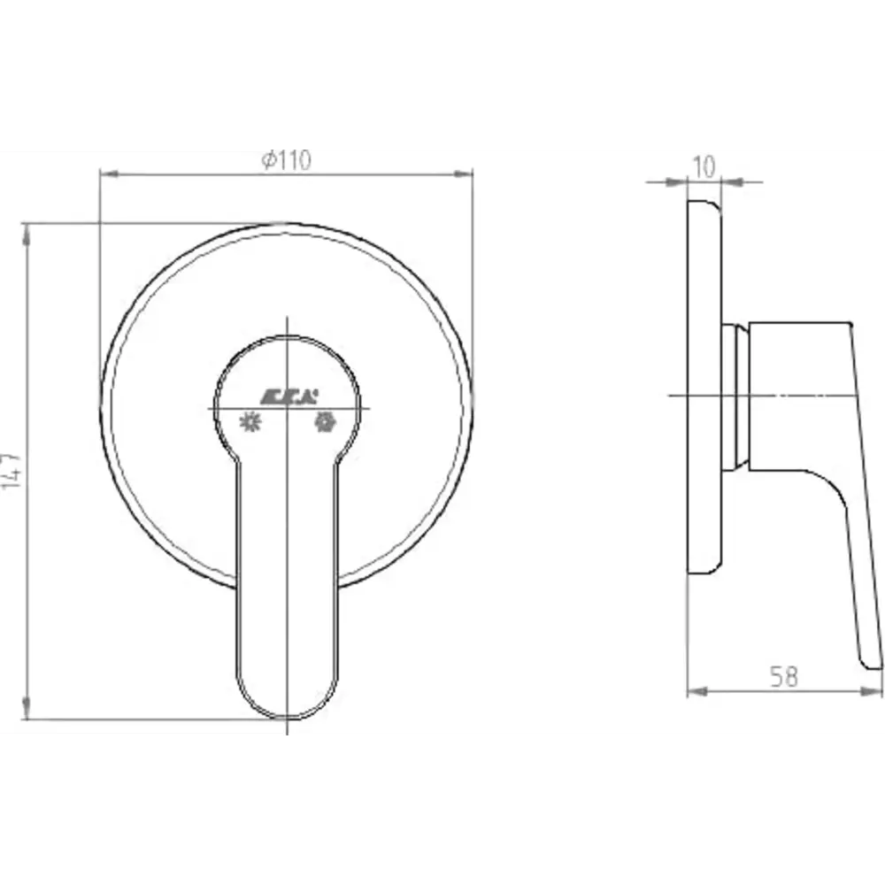 Фото 2 Смеситель для душа E.C.A. 102167106EX-Y однорычажный цвет хром Фото 2 Смеситель для душа E.C.A. 102167106EX-Y однорычажный цвет хром