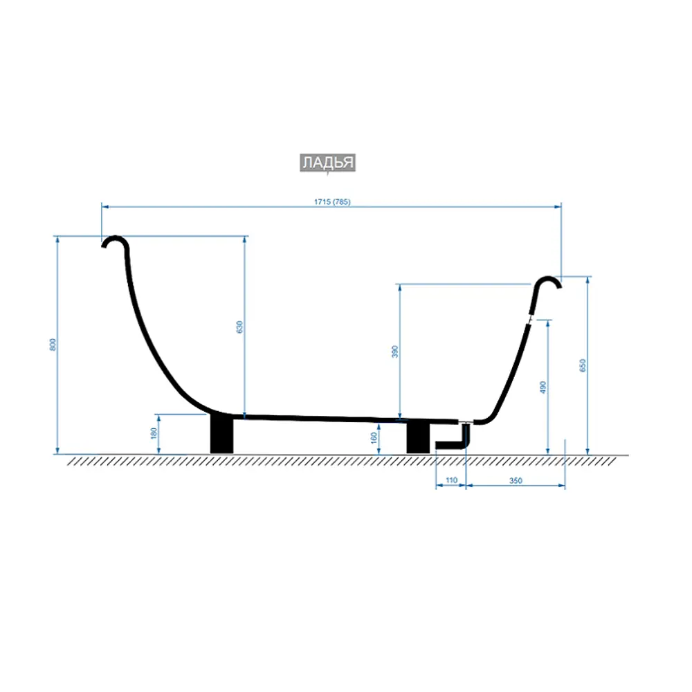 Фото 6 Ванна Belux Ладья ВЛА 1700 ножки хром Фото 6 Ванна Belux Ладья ВЛА 1700 ножки хром
