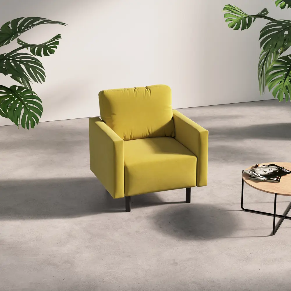 Фото 3 Кресло Salon tron Сканди 71x85x66 см велюр цвет горчичный Фото 3 Кресло Salon tron Сканди 71x85x66 см велюр цвет горчичный