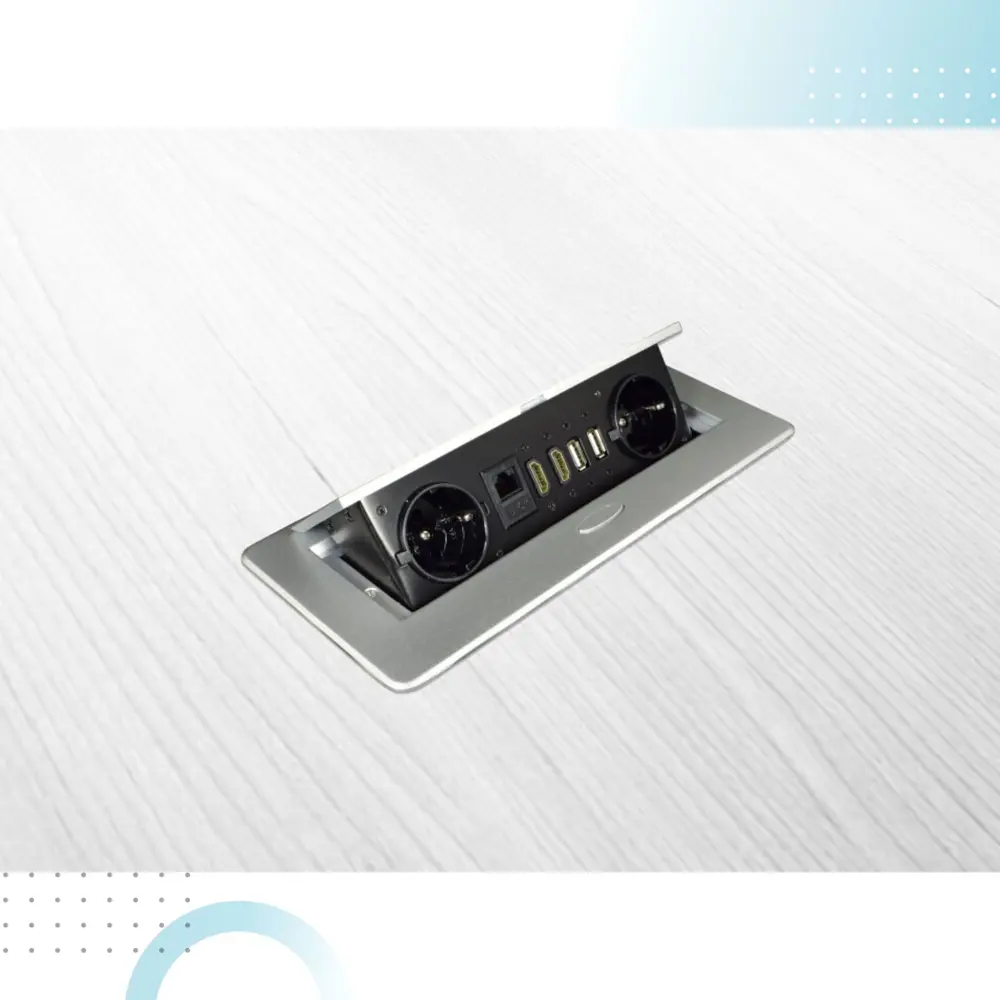 Фото 2 Розетка двойная выдвижная встраиваемая Gls Smart office Pop-Up-2 D20737 с заземлением 2USB RJ45 2HDMI горизонтальная цвет серый металик Фото 2 Розетка двойная выдвижная встраиваемая Gls Smart office Pop-Up-2 D20737 с заземлением 2USB RJ45 2HDMI горизонтальная цвет серый металик