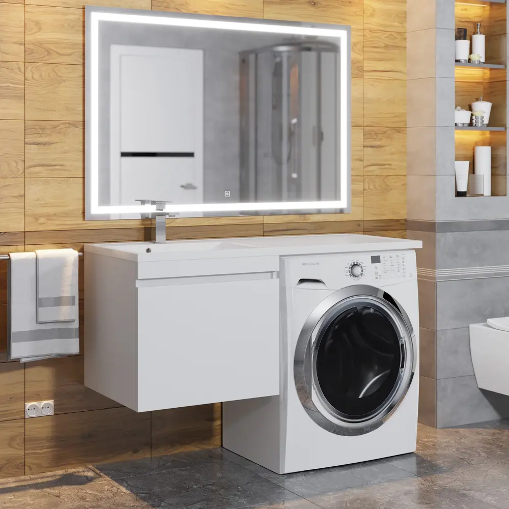 Фото 3 Тумба под стиральную машину Uperwood Magenta 5930205162 подвесная 45см цвет белый Фото 3 Тумба под стиральную машину Uperwood Magenta 5930205162 подвесная 45см цвет белый
