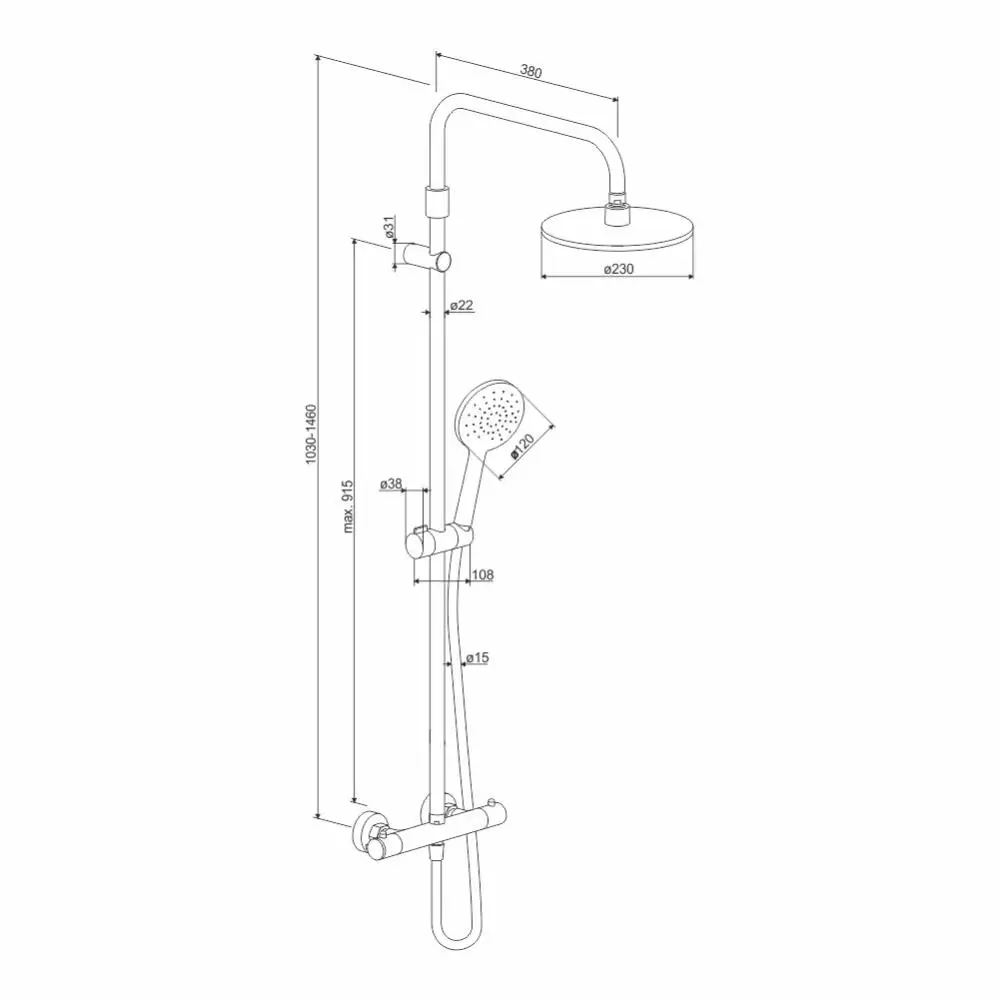 Фото 4 Душевая система Damixa Elara DX408541000 с термостатом цвет хром Фото 4 Душевая система Damixa Elara DX408541000 с термостатом цвет хром