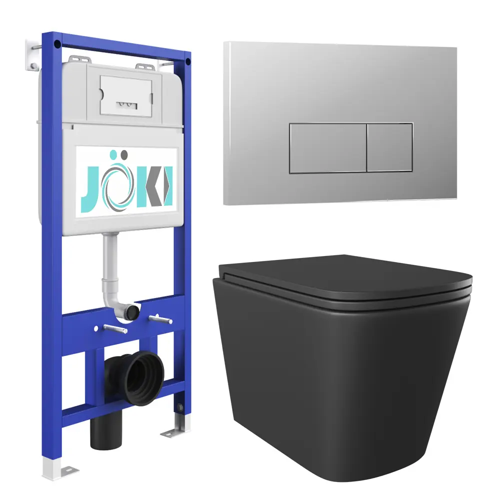 Фото Комплект инсталляция с унитазом Joki JKS302MB011202CH цвет черный Фото Комплект инсталляция с унитазом Joki JKS302MB011202CH цвет черный