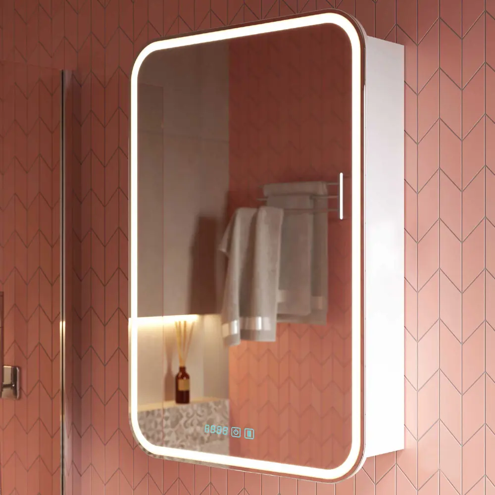 Фото 6 Зеркальный шкаф для ванной Alavann Lana Plus 60 см, LED подсветка, с сенсорным выключателем, часами, белый Фото 6 Зеркальный шкаф для ванной Alavann Lana Plus 60 см, LED подсветка, с сенсорным выключателем, часами, белый