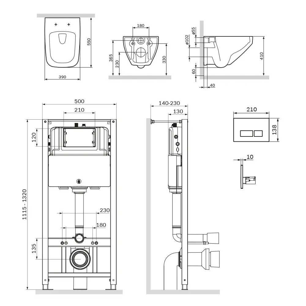 Фото 13 Инсталляция с подвесным унитазом Am.pm Inspire V2.0 FlashClean черный, безободковый, механическая кнопка ProC L черный матовый Фото 13 Инсталляция с подвесным унитазом Am.pm Inspire V2.0 FlashClean черный, безободковый, механическая кнопка ProC L черный матовый