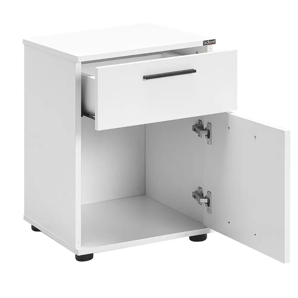 Фото 2 Тумба прикроватная Adore White 41x57x41 см 1 ящик дсп цвет белый Фото 2 Тумба прикроватная Adore White 41x57x41 см 1 ящик дсп цвет белый