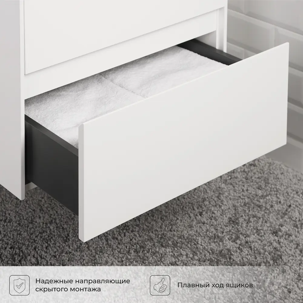 Фото 7 Тумба под раковину Итана Slim 4657810333826 подвесная 60см цвет эмаль белый матовый Фото 7 Тумба под раковину Итана Slim 4657810333826 подвесная 60см цвет эмаль белый матовый