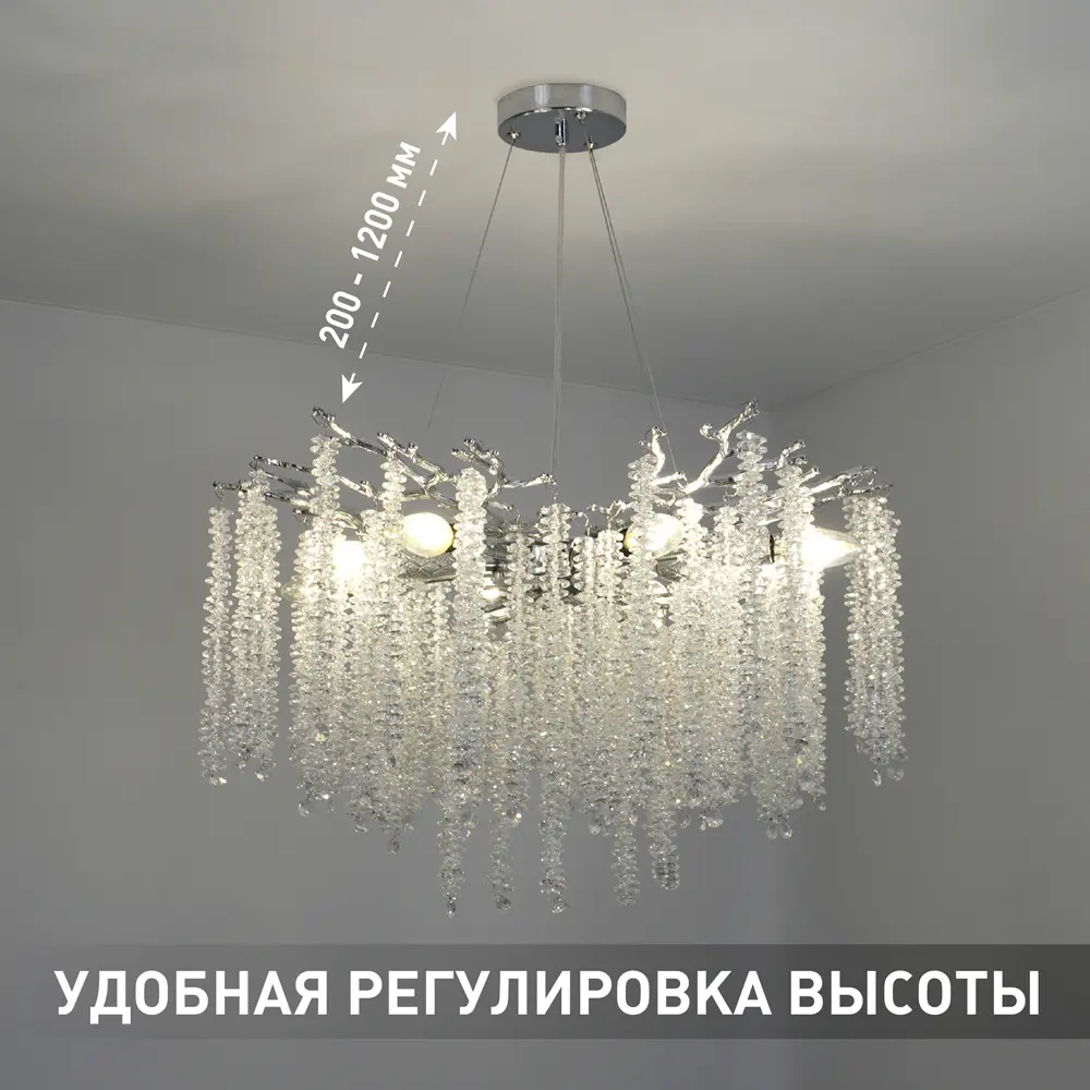 Фото 8 Люстра подвесная Estares Одуванчик Ууо00005755 8 ламп 20 м² цвет черный Фото 8 Люстра подвесная Estares Одуванчик Ууо00005755 8 ламп 20 м² цвет черный