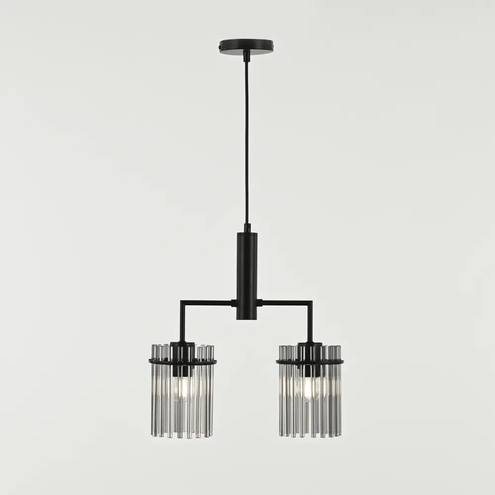 Фото 2 Люстра подвесная Arte perfetto luce 3341.1813.l350.e27.2.grey 2 лампы 4 м² цвет черный Фото 2 Люстра подвесная Arte perfetto luce 3341.1813.l350.e27.2.grey 2 лампы 4 м² цвет черный